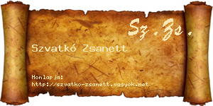 Szvatkó Zsanett névjegykártya